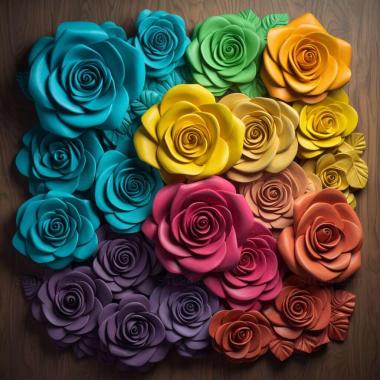 Patterns and decorations Rainbow roses 4 3d model